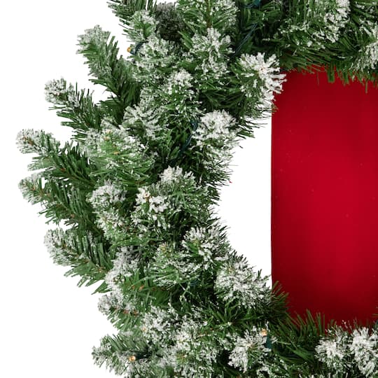 6.5ft. Pre-Lit Flocked Wreaths on Red Ribbon Christmas Decoration